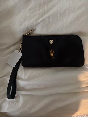 Lululemon Black Wristlet Dual Pouch with Gold Logo